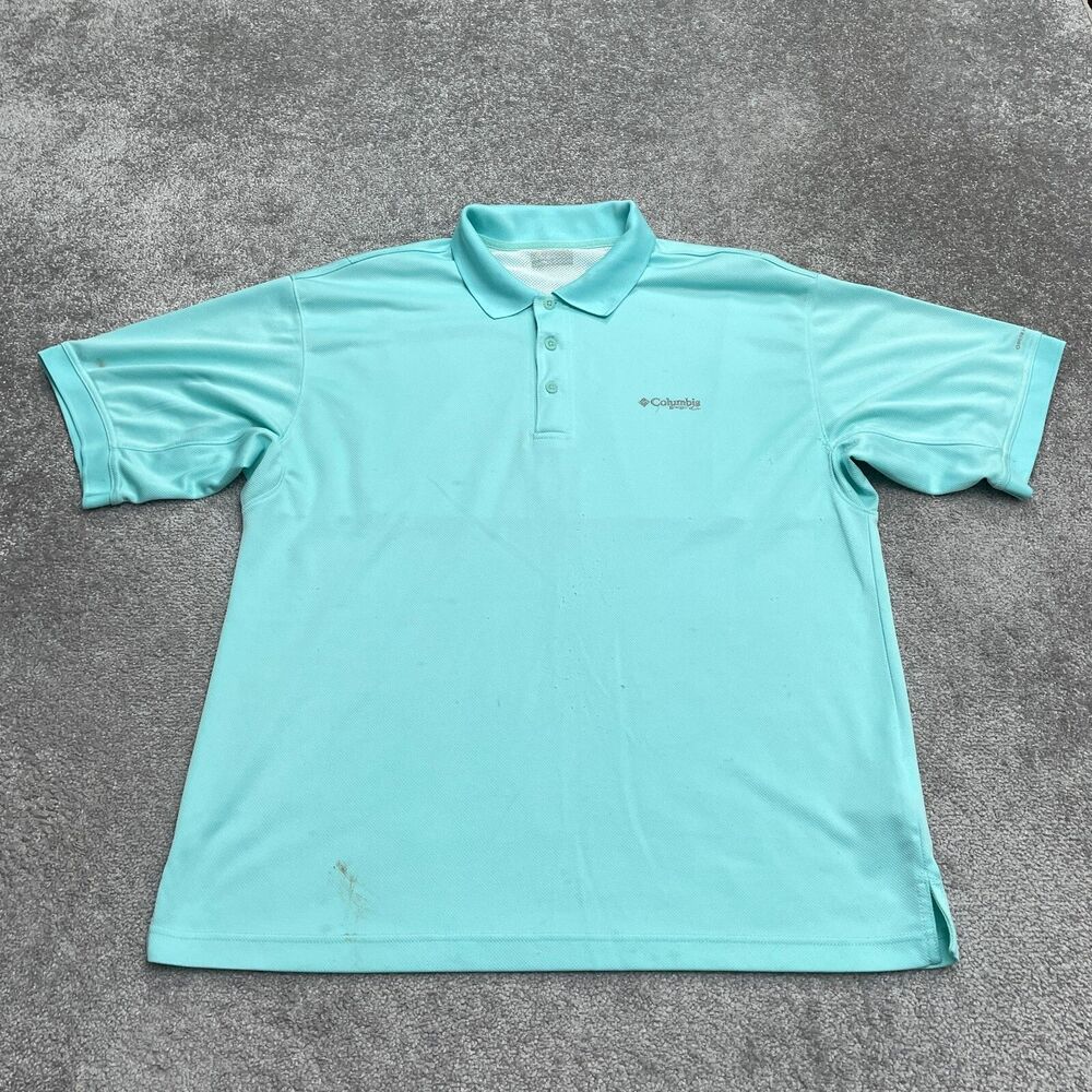Columbia PFG Omni Shade Perfect Cast Polo Shirt Mens XL Blue Outdoor Fishing Top